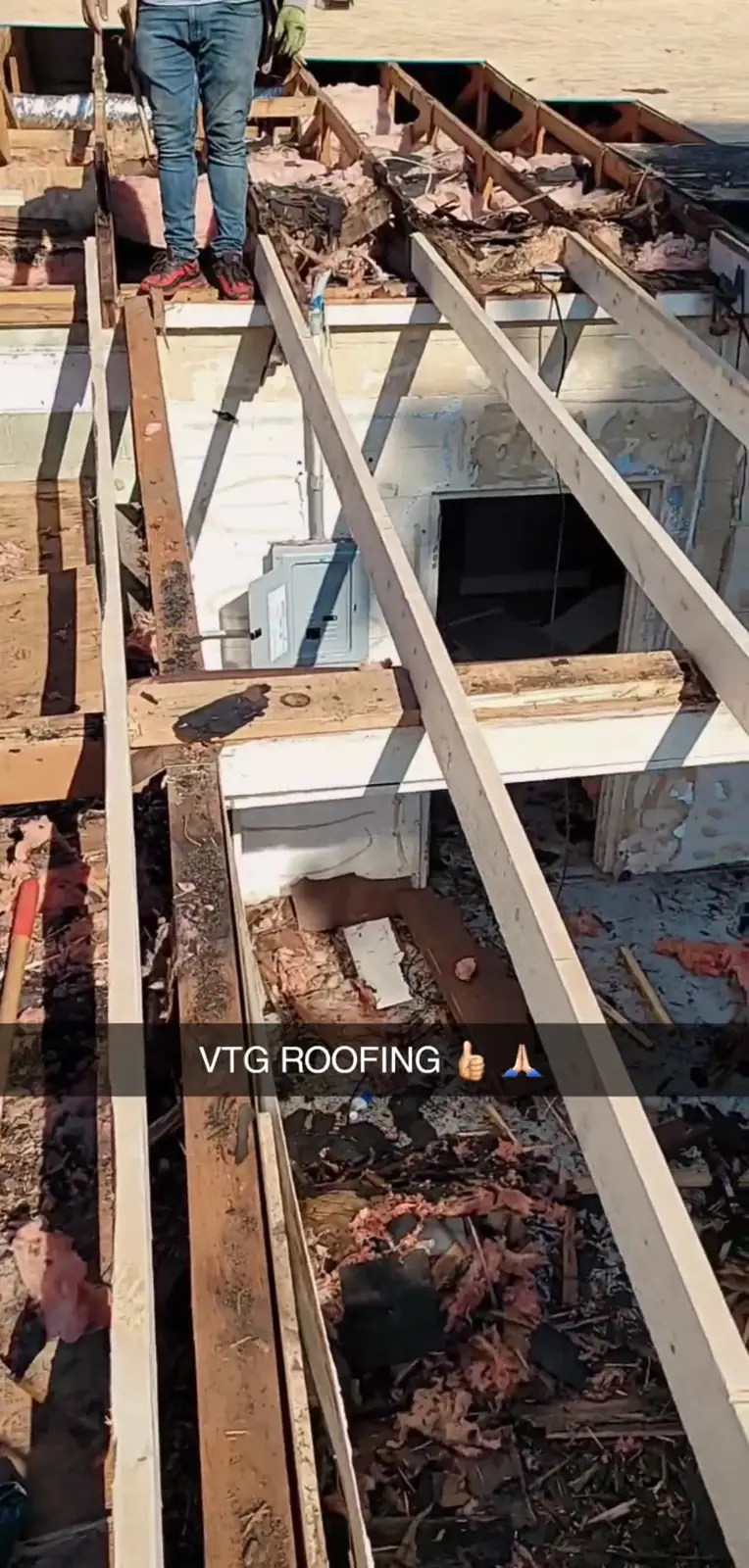 Exposed roof structure during VTG restoration work