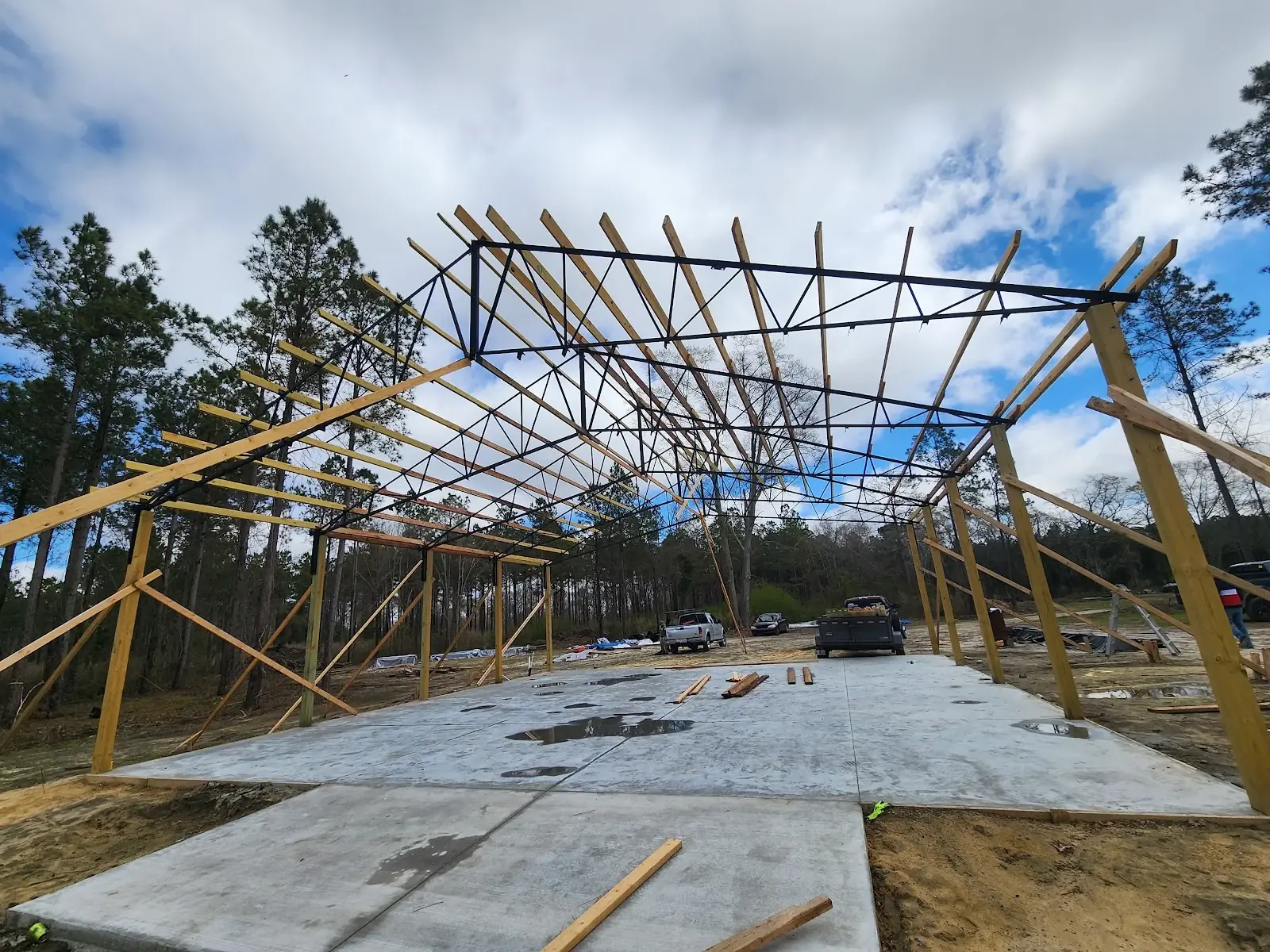 Building framing in progress from the VTG Google business listing